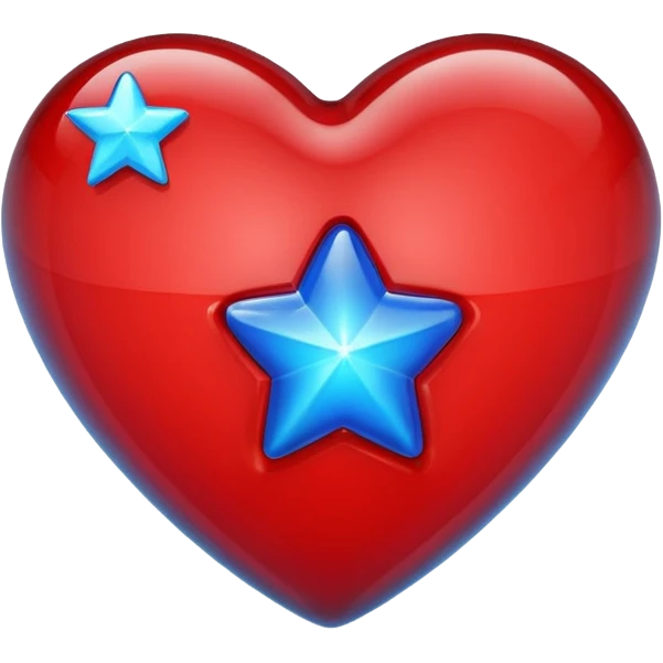A red glass 3D heart with a bright blue star inside emoji