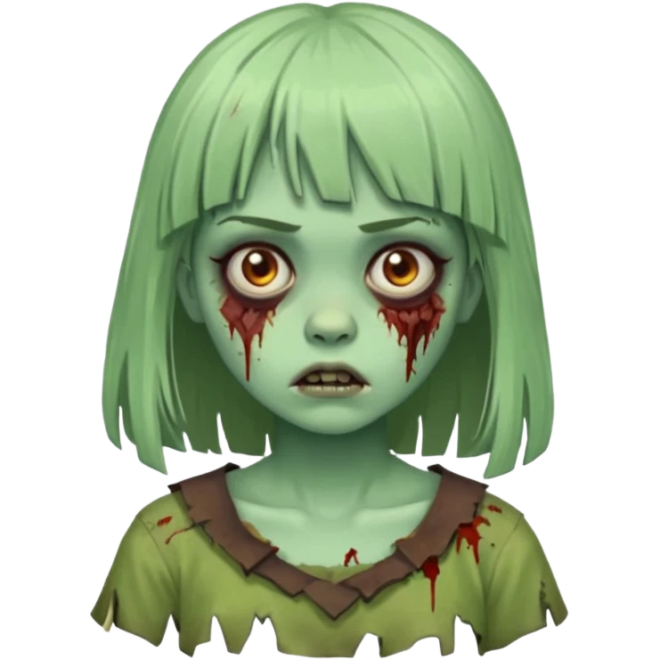 Zombi tradicional menina com franja emoji