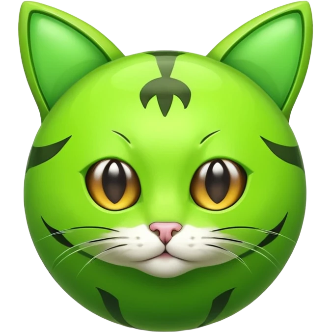 Cute green ball with cat ears with wheels emoji