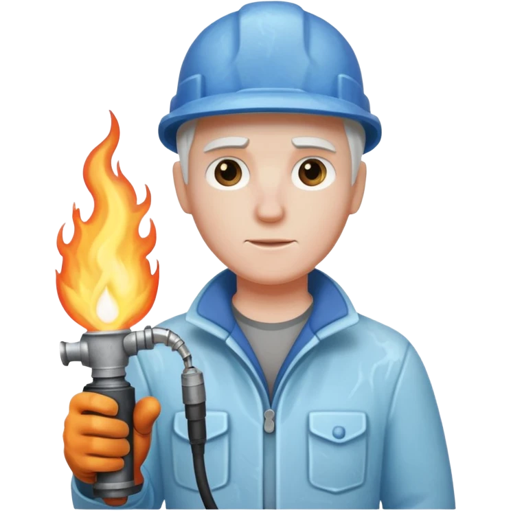 with blowtorch,Ice Sculptors. emoji