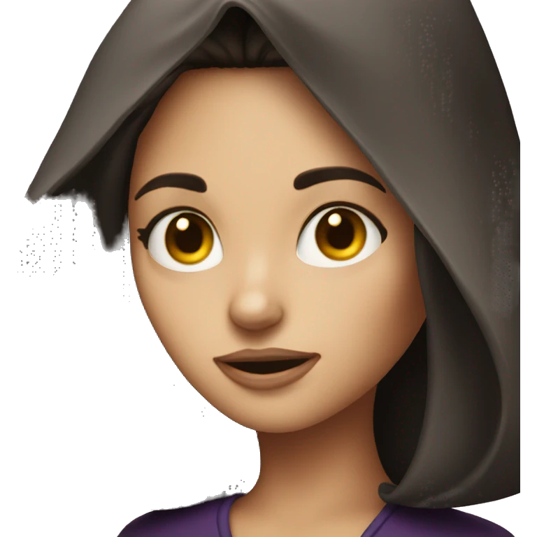Brunette girl with witch hag emoji