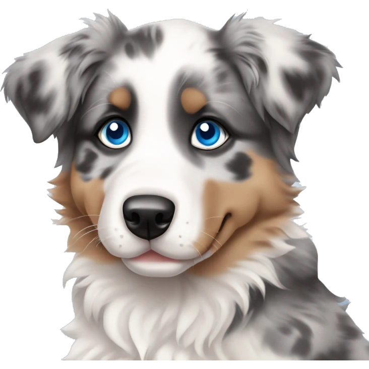 merle australian shepherd puppy with blue eyes emoji