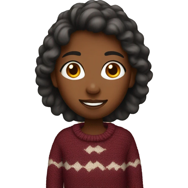 a girl in a burgundy sweater  emoji