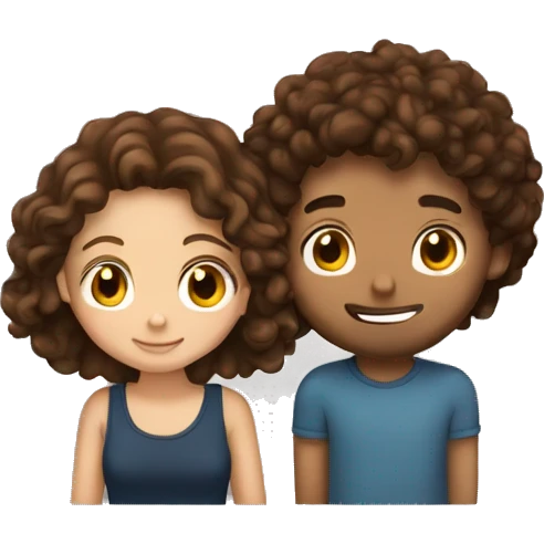 brown haired girl hugging her curly haired brunette boyfriend  emoji