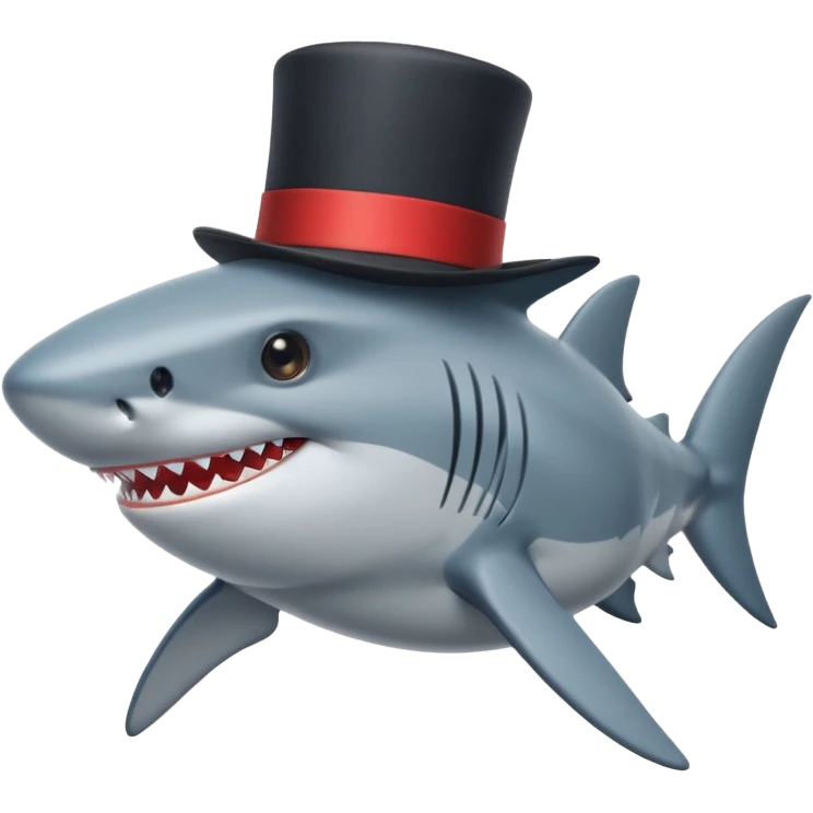 Shark with a top hat emoji