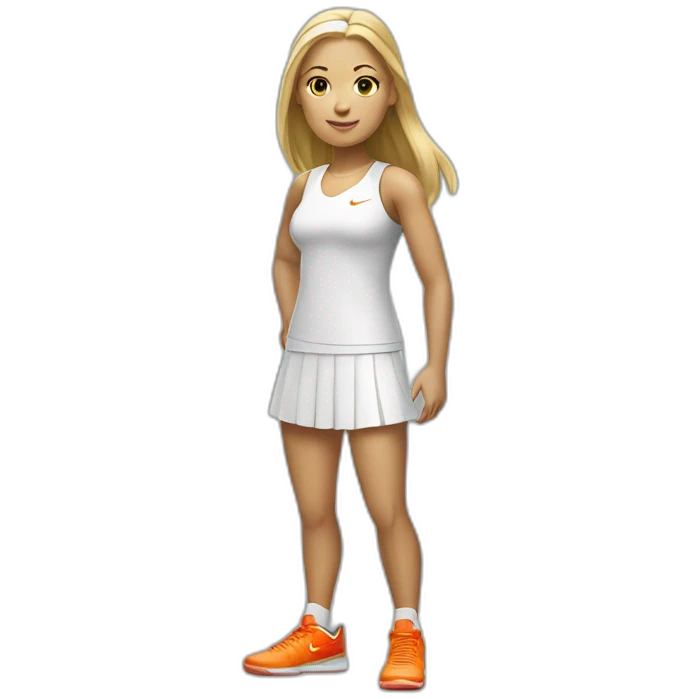 A blonde tennis woman with Nike outfit and bright orange shoes  emoji
