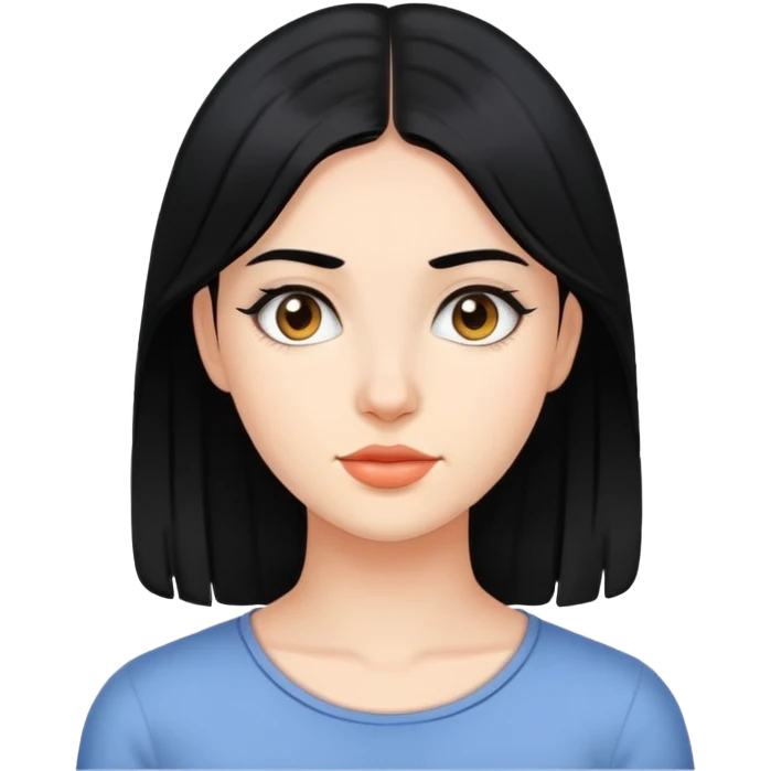young woman with black hair, 25 years old emoji