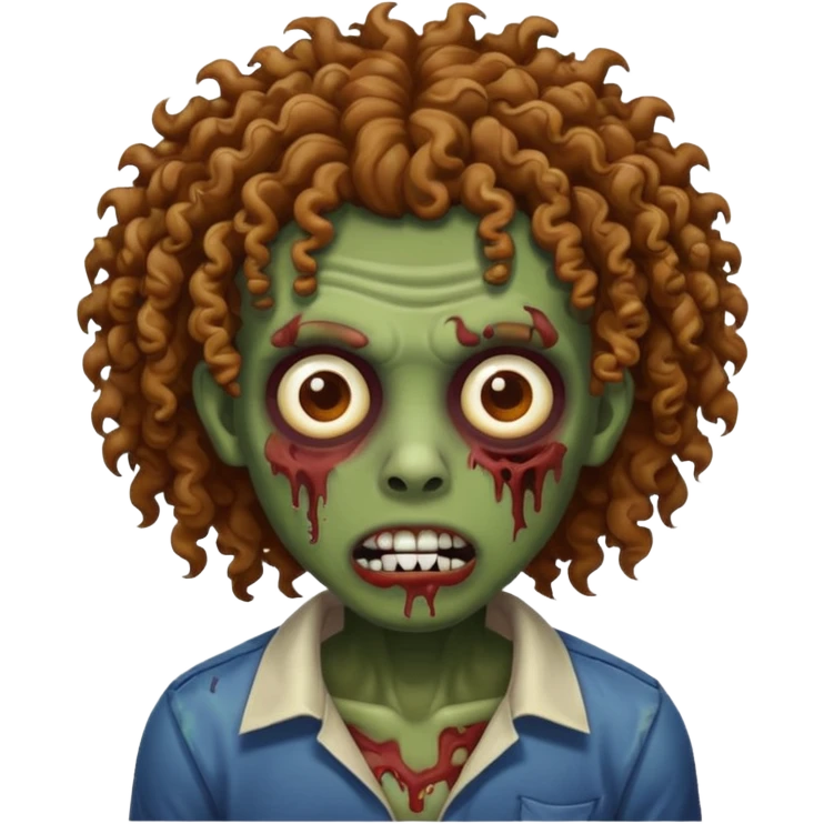 brown skin zombie with curly hair  emoji