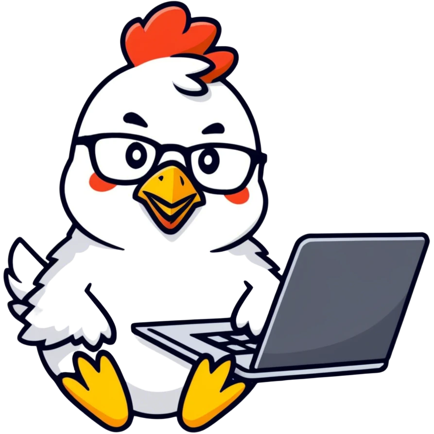 Chicken with a computer emoji