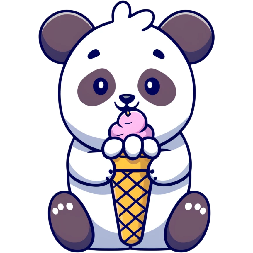 Panda eating ice cream emoji