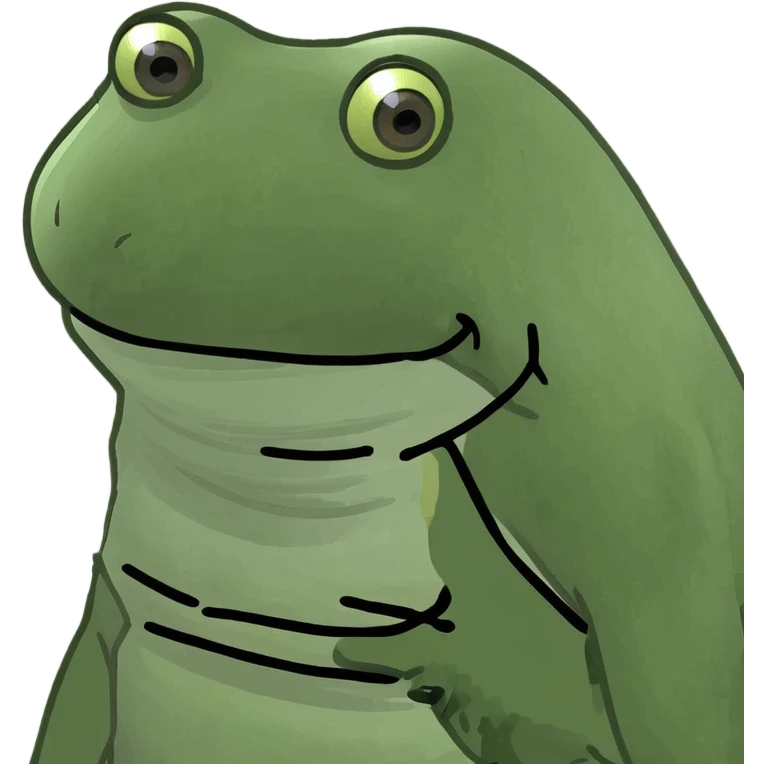 bufo frog in a colorful tank top, facing right, meme style emoji