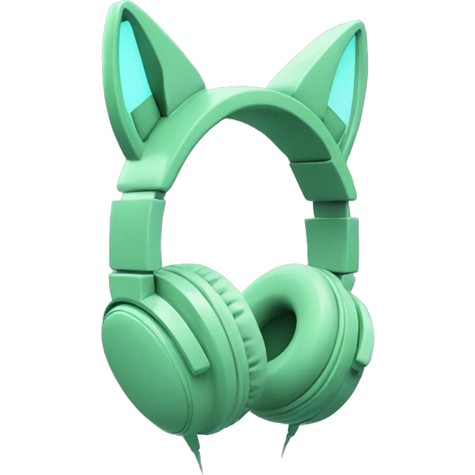 Pastel green cat ear gaming headphones emoji