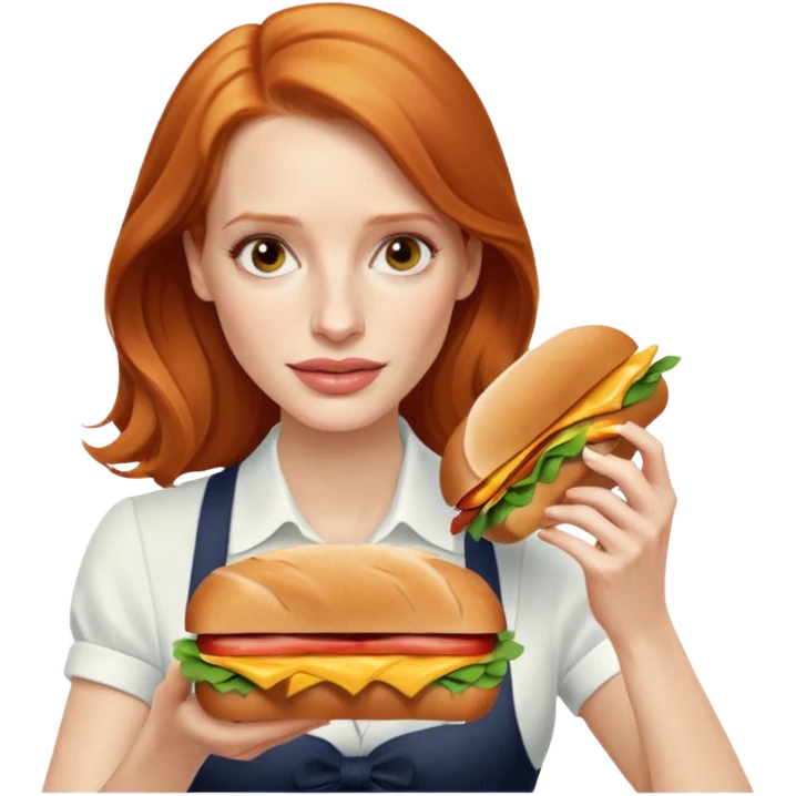 Jessica Chastain, making sandwich  emoji