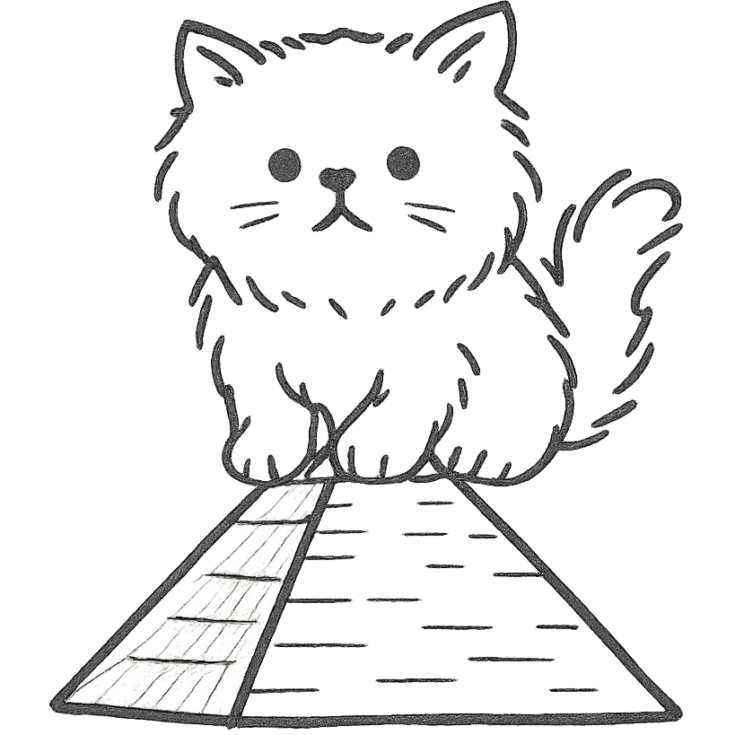 a minimalist style Persian kitten on an Egyptian pyramid emoji