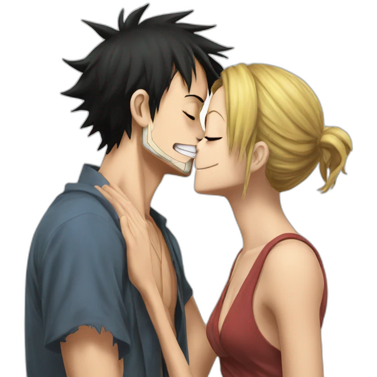Luffy kiss hancock emoji