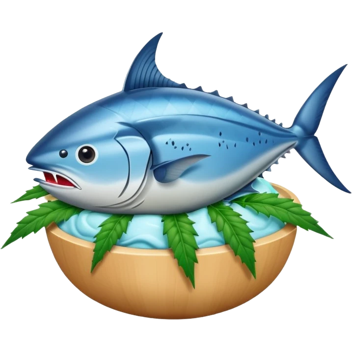 bluefin tuna in a gelato with cannabis leaf emoji