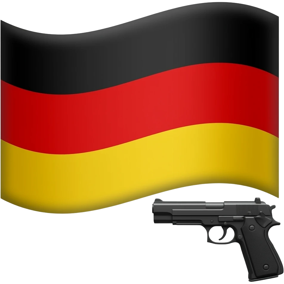 Big Germany flag with a big realistic gun on the right side emoji