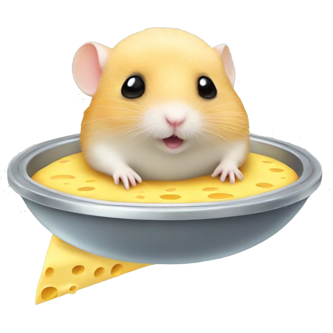 alien hamster in a ufo abducting cheese emoji