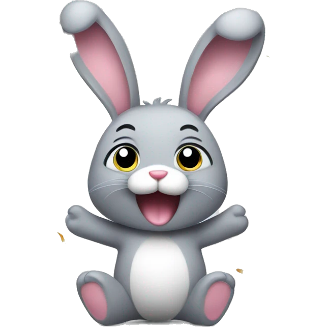 Grey bunny celebrating with confetti  emoji