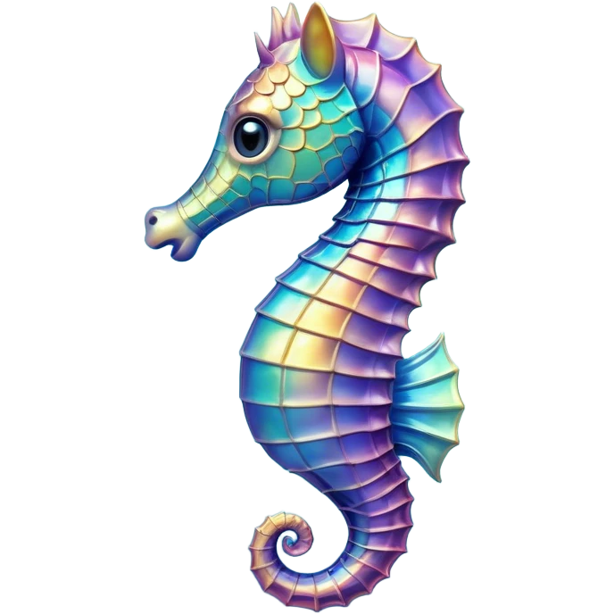 Cinematic Realistic Cute Sea Horse Portrait Emoji, Head tilted playfully and inquisitively, featuring a delicate, curvaceous form with intricately rendered, iridescent scales and a charming, expressive face with round, sparkling eyes full of gentle curiosity, high shine, affectionate and whimsical, styled with a touch of aquatic magic, soft glowing outline, capturing the essence of a mischievous yet lovable sea horse that seems poised to flutter out of the screen into your embrace! emoji