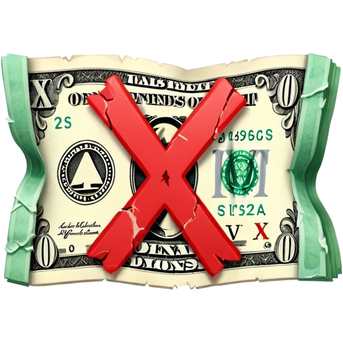 a money billet with a red X shape through, like for free emoji