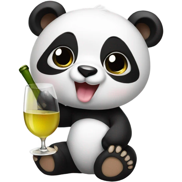 Baby panda drinking white wine emoji