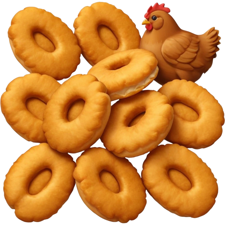 A bunch of chicken nuggets doing six seven emoji