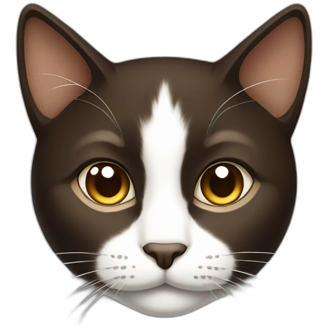 Dark Brown and white cat emoji
