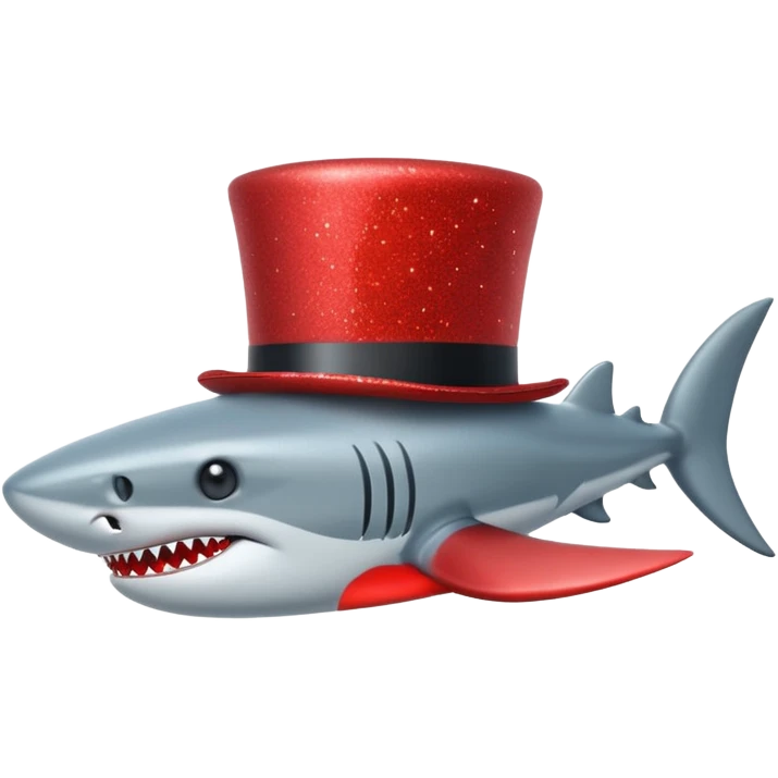 red glitter top hat shark emoji