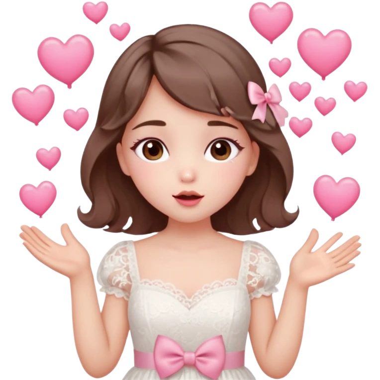 อ่อนโยน ขี้อ้อน เชื่อในความรัก
ลุคอิโมจิ:

ดวงตาน้ำตาลอมชมพู หวานฉ่ำ

แก้มชมพู หัวใจลอยรอบตัว

ผมลอนนุ่ม มีโบว์ / ที่คาดผม

เดรสพริ้ว ลูกไม้
ผิวขาว

ท่าเป่าจุ๊บ
ฟีล: Valentine girl, soft love energy emoji