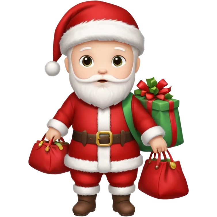 baby Santa Claus is carrying a bag of presents  emoji