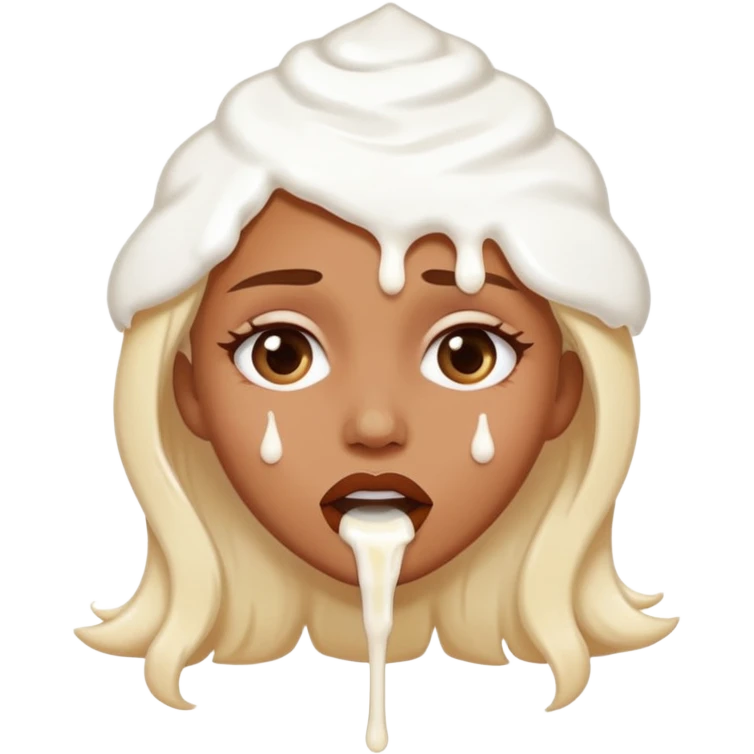 white icing dripping from a womans mouth emoji