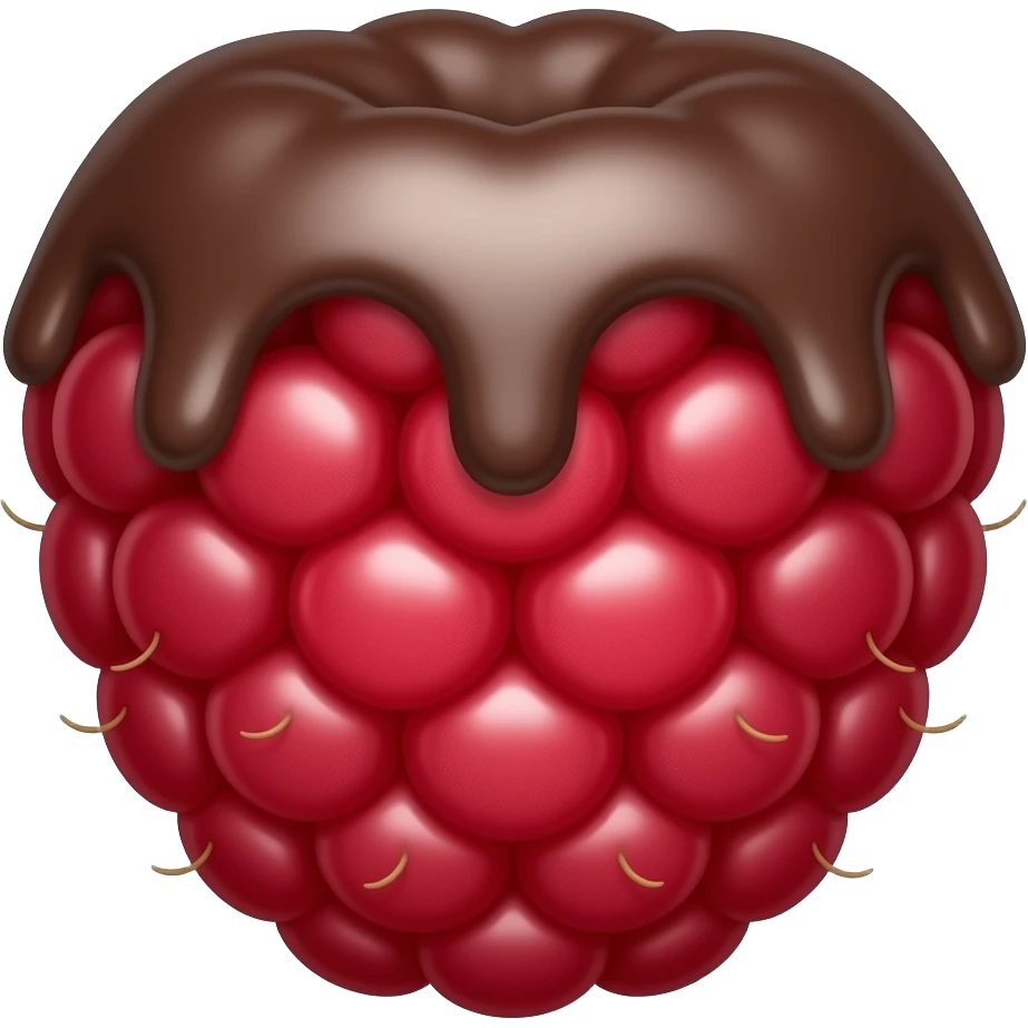 A raspberry covered in chocolate emoji