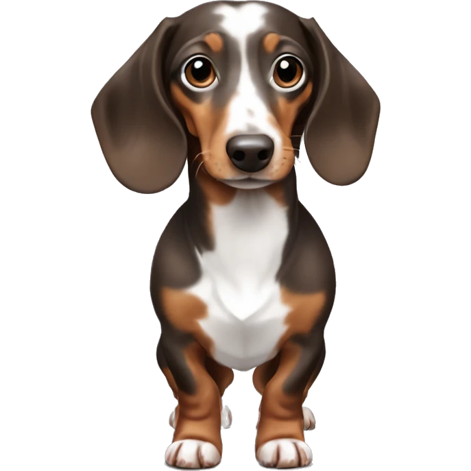 Miniature brown and white dapple dachshund  emoji