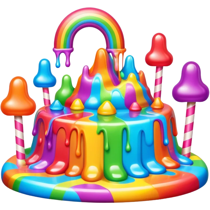 surreal melting neon rainbow candy land landscape emoji