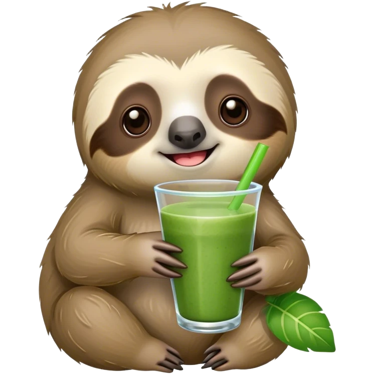 kawaii sloth holding a green smoothie emoji