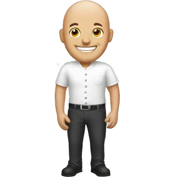 smiling bald man in kitchen emoji