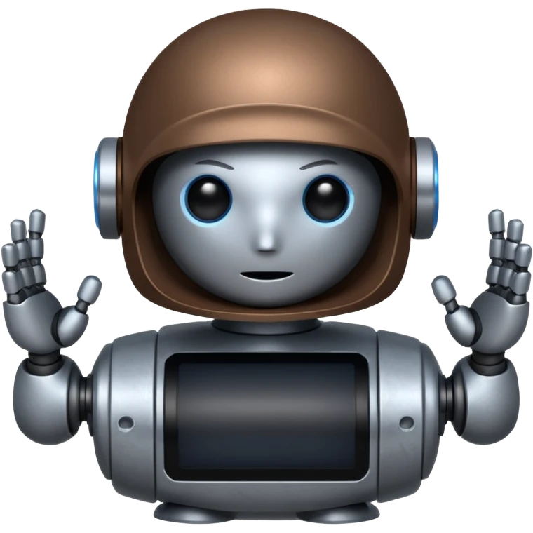 I want atom from reel steel that has gray body with black screen and blue eyes  form the screen and a brown top a  robot his face is the screen  emoji