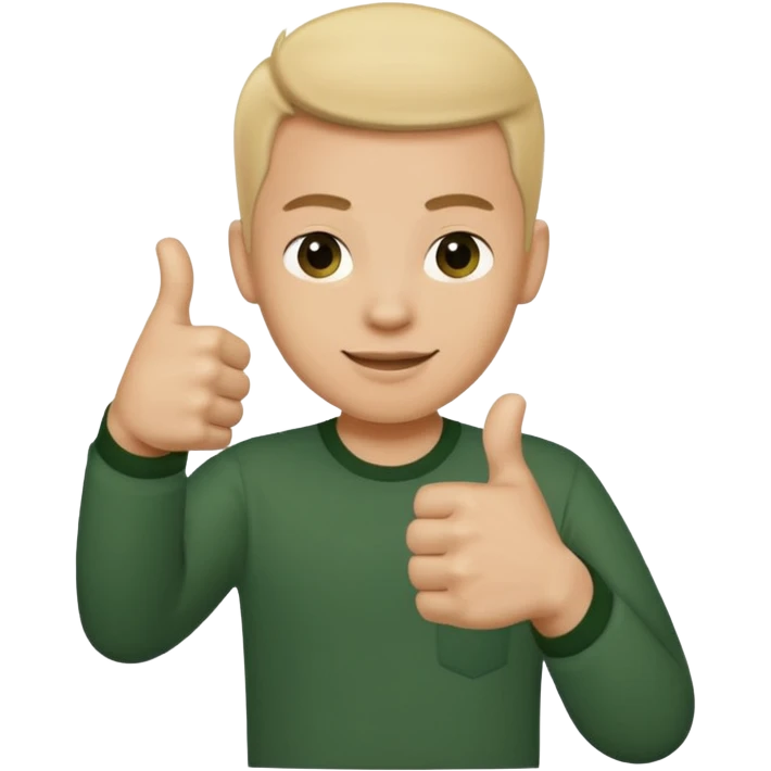 a hand in a dark green shirt shows a like  emoji