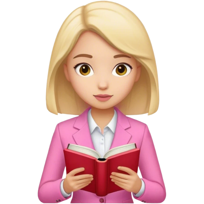 Brune girl pink suit book reading emoji