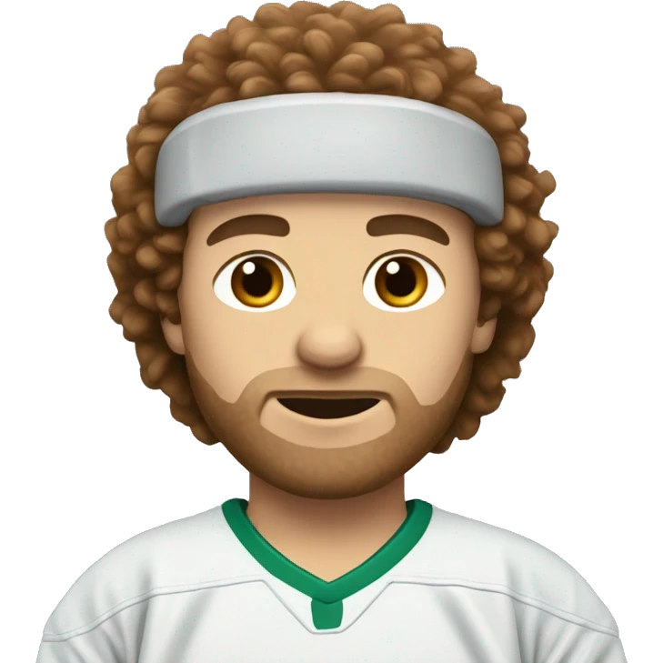 White male with brown fluffy hair with hockey jersey on emoji