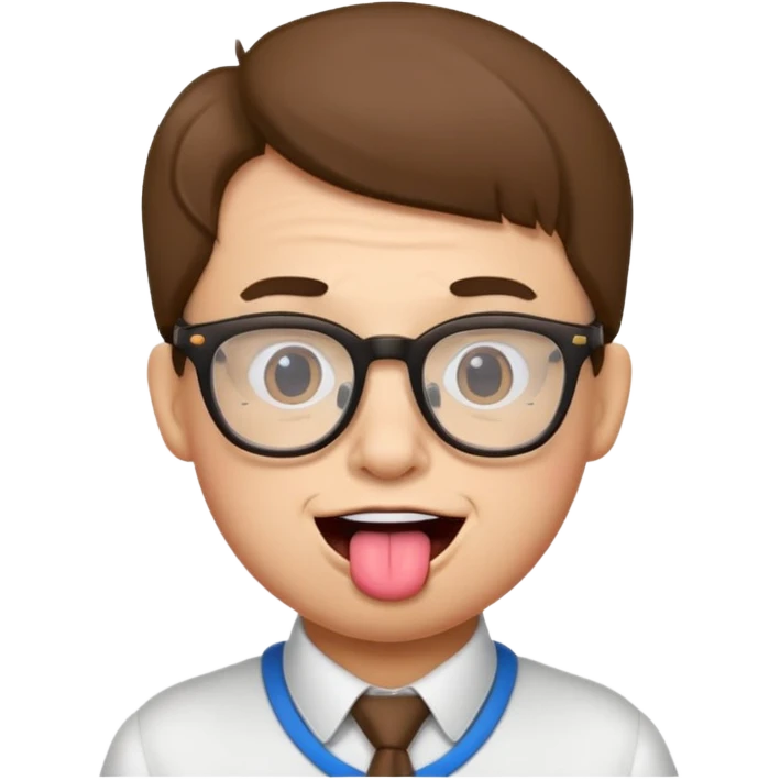 nerd face emoji with glasses and tongue sticking out emoji