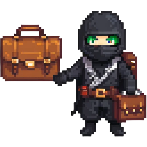black ninja character holding a briefcase emoji