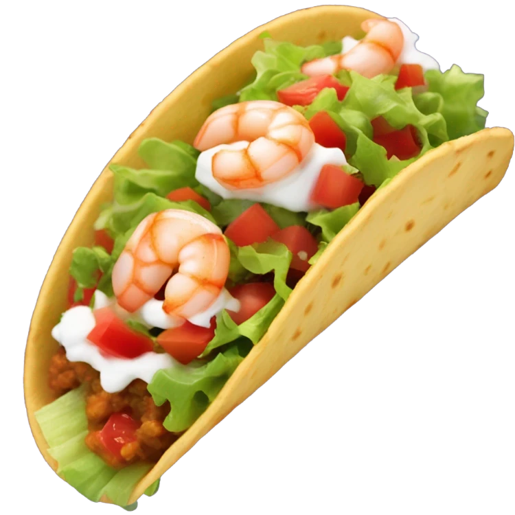 Soft taco with shrimp, lettuce, tomato, sour cream, salsa  emoji
