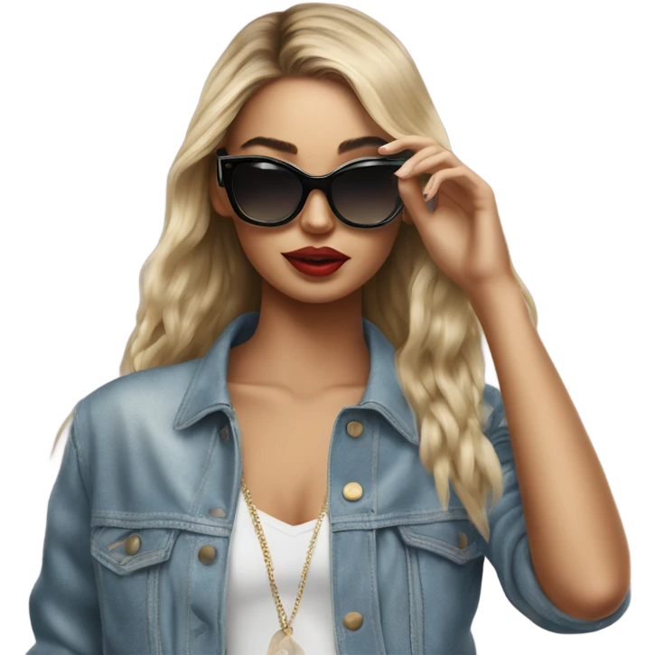 Hyper Realistic beautiful high fashion model putting on sunglasses  emoji