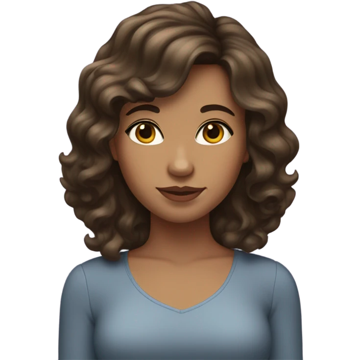 brunette girl with wavy hair and side bangs with a female desing emoji