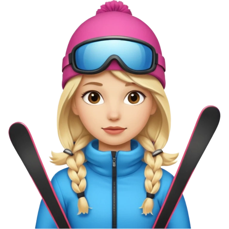 Cute stylish blonde girl on skis  emoji
