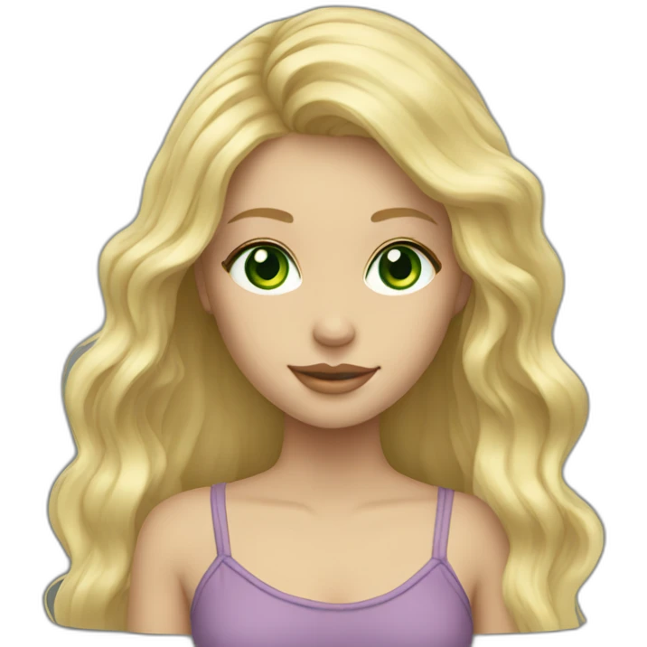 Blonde Long hair girl green eyes emoji