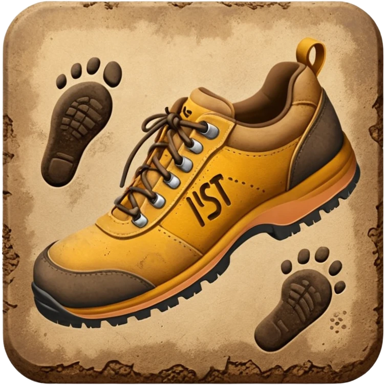 generate a ultra realistic cinematic shoe print-style inscription "ИСТОРИЧЕСКИЙ" emoji