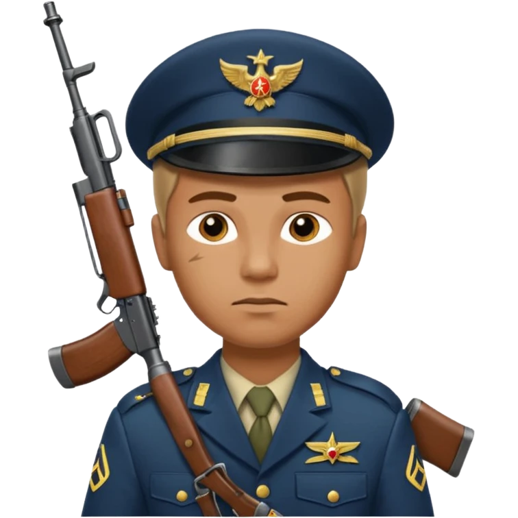 a guy holding ak-47 wearing military uniform emoji